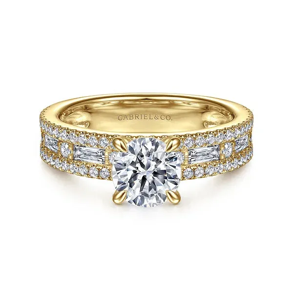 Round Wide Band Channel Set Diamond Engagement Ring Mounting