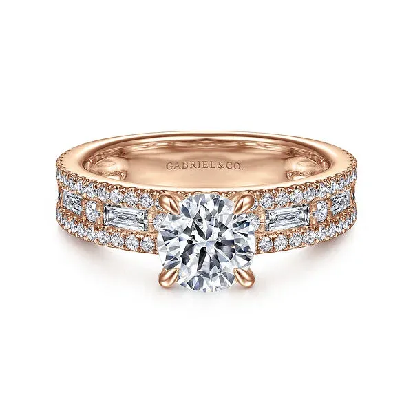 Round Wide Band Channel Set Diamond Engagement Ring Mounting