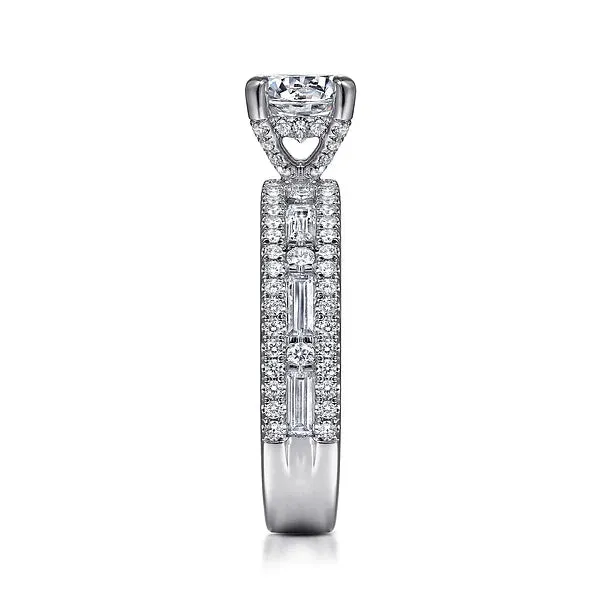 Round Wide Band Channel Set Diamond Engagement Ring Mounting