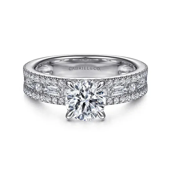 Round Wide Band Channel Set Diamond Engagement Ring Mounting