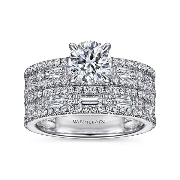 Round Wide Band Channel Set Diamond Engagement Ring Mounting