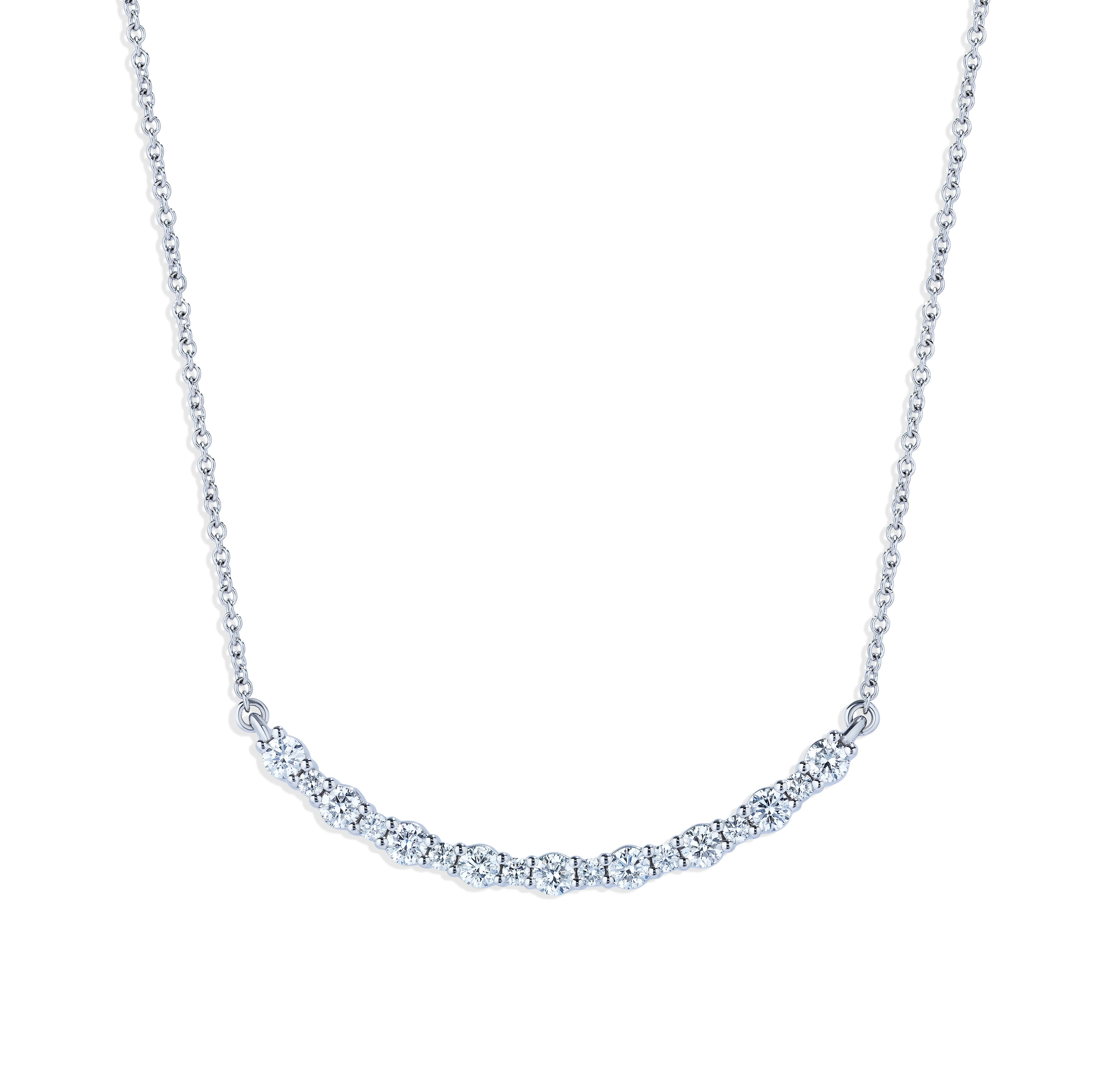 Sabel Collection White Gold Diamond Smiley Bar Necklace