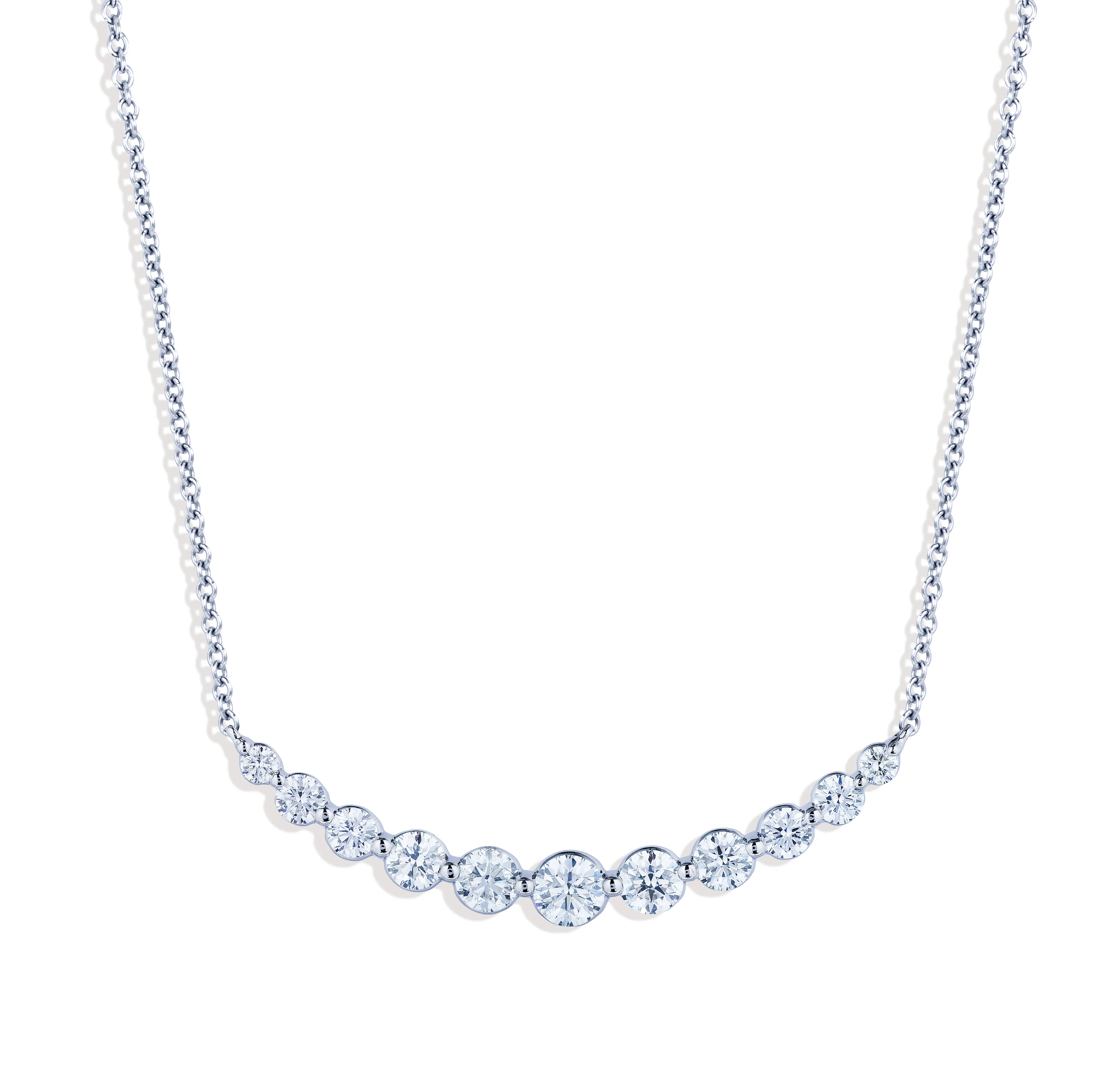 Sabel Collection White Gold Diamond Smiley Bar Necklace