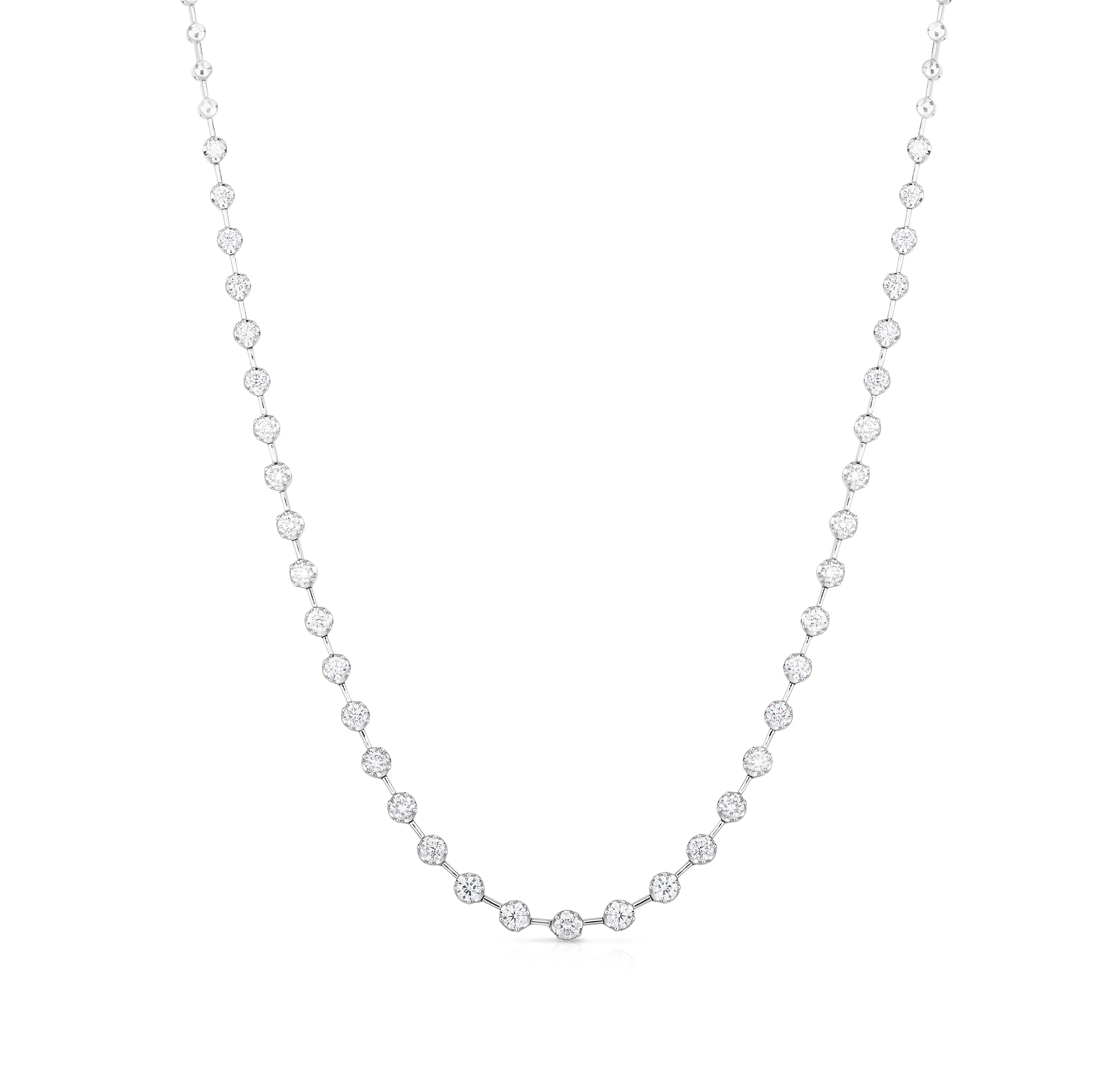 Sabel Collection White Gold Round Diamond Bar-Set Necklace