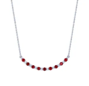 Sabel Collection White Gold Ruby and Diamond Smiley Bar Necklace