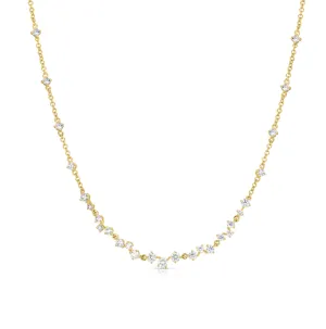 Sabel Collection Yellow Gold Diamond Curved Bar Necklace