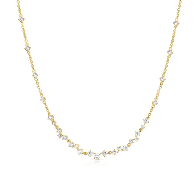 Sabel Collection Yellow Gold Diamond Curved Bar Necklace