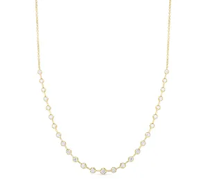 Sabel Collection Yellow Gold Partway Round Diamond Bar Necklace