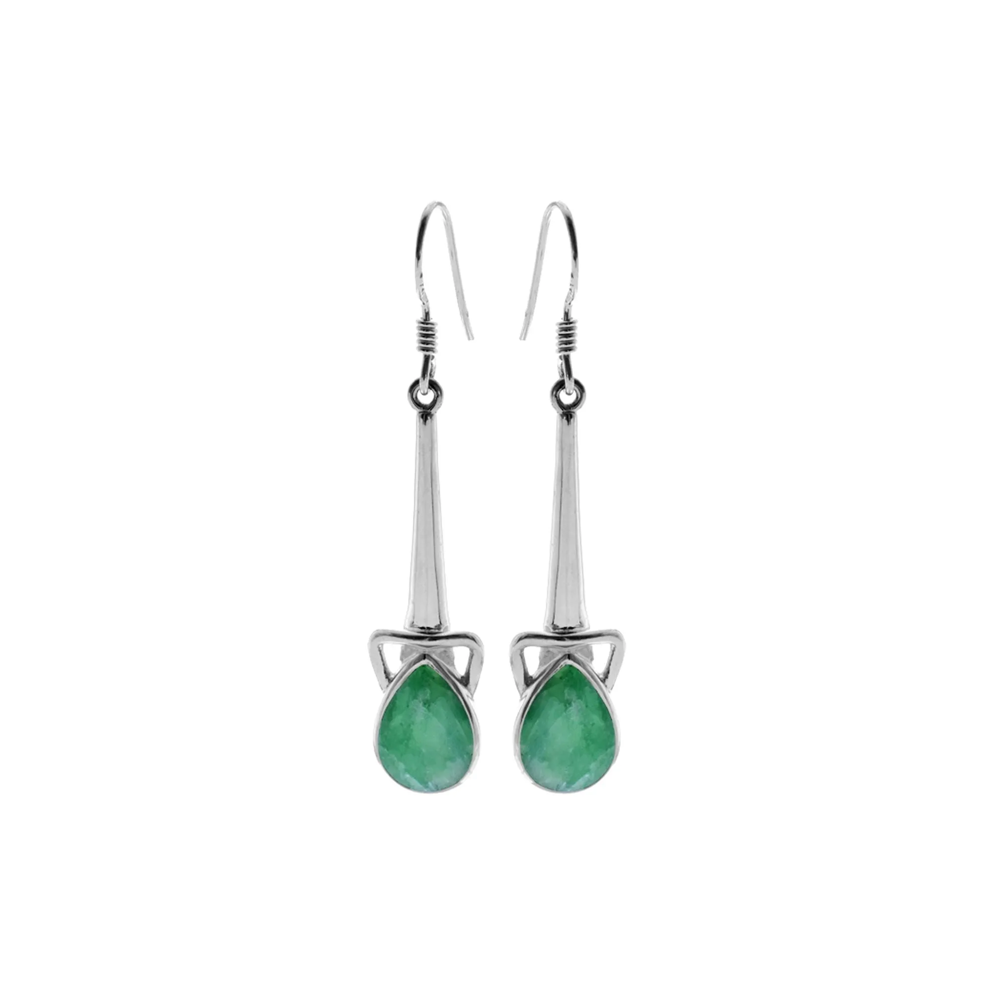 Samira long cone stem emerald quartz earrings