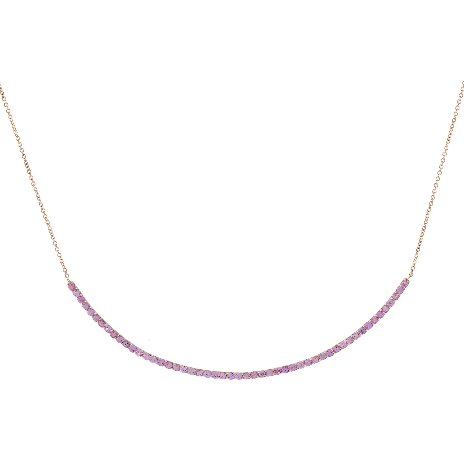 Sapphire Pink Scoop Bar Necklace 14K