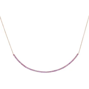 Sapphire Pink Scoop Bar Necklace 14K