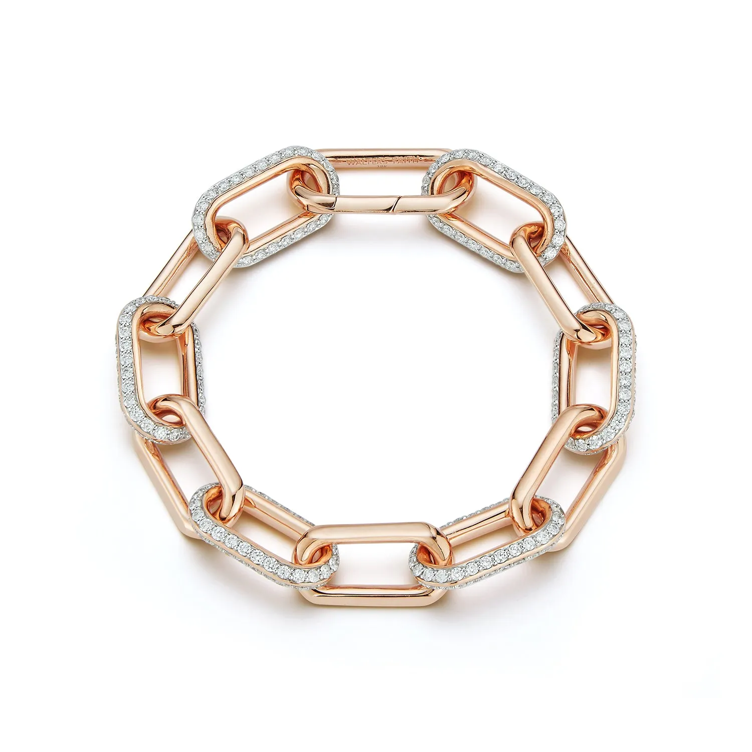 SAXON 18K GOLD AND DIAMOND ALTERNATING JUMBO LINK BRACELET