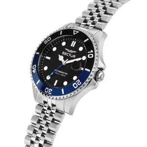 sector 230 43mm auto 3h black dial stainless steel bracelet