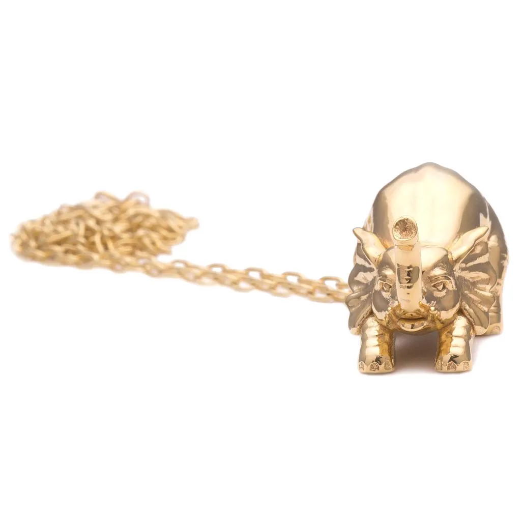 Selous Gold Elephant Pendant Necklace