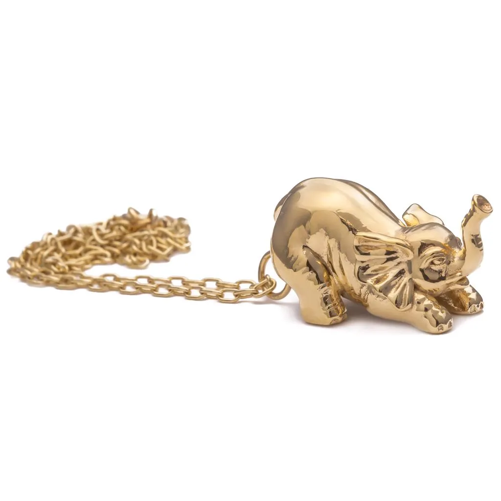 Selous Gold Elephant Pendant Necklace