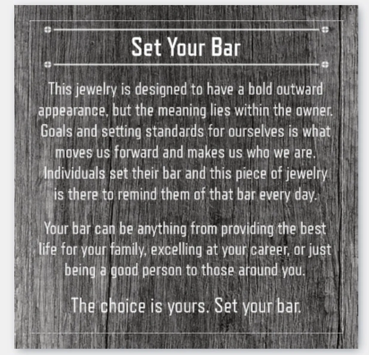 Set Your Bar Sterling Silver with Border