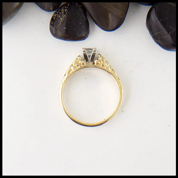 Shamrock Ring with Princess Cut Reclaimed Diamond