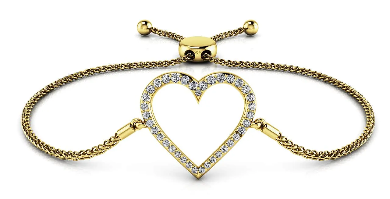 Shimmering Heart Adjustable Diamond Bracelet with 0.31 ct.(finished)