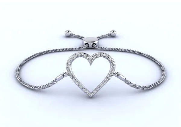 Shimmering Heart Adjustable Diamond Bracelet with 0.31 ct.(finished)