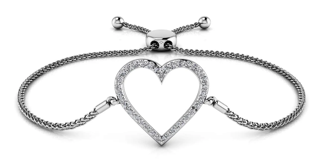 Shimmering Heart Adjustable Diamond Bracelet with 0.31 ct.(finished)