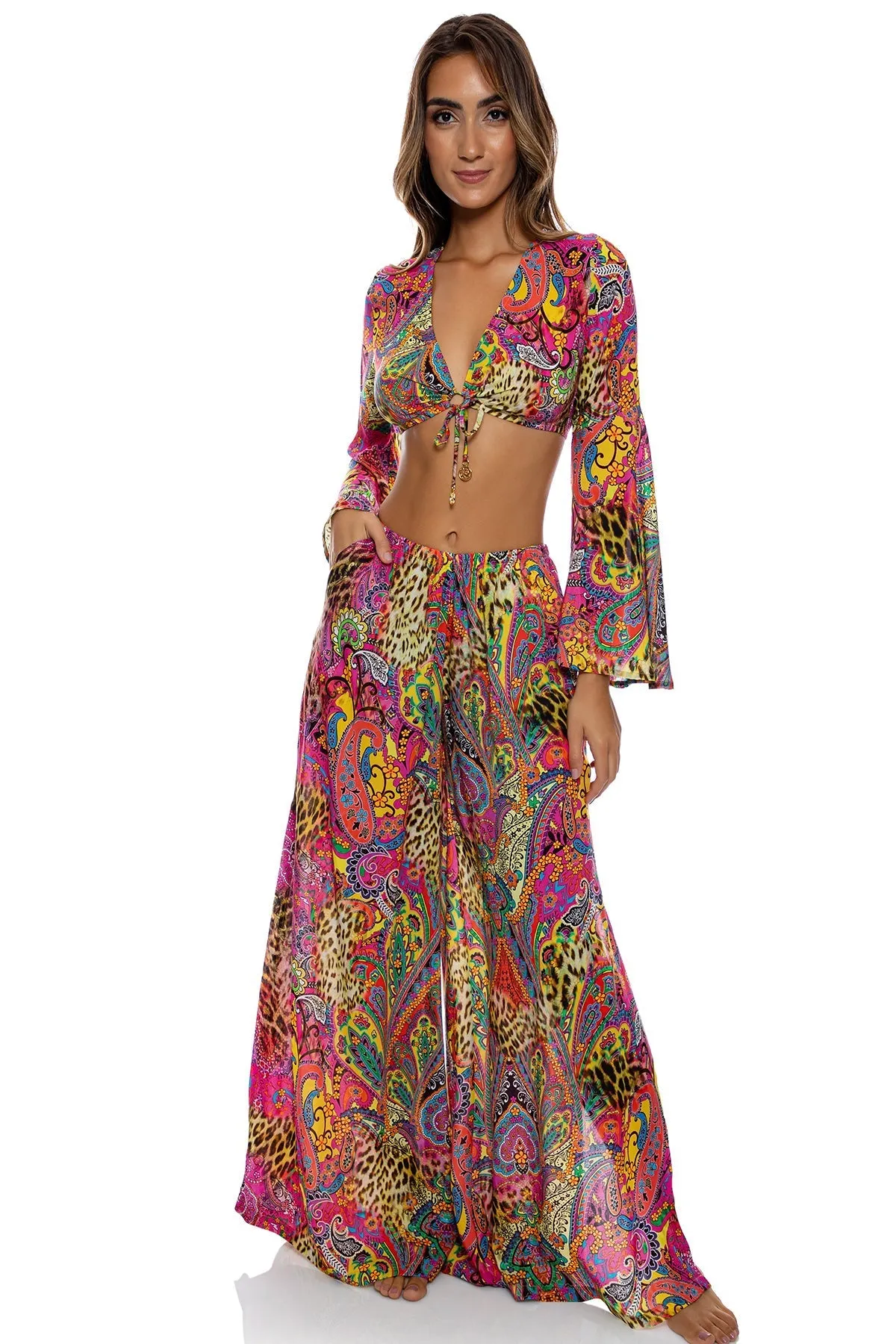 SHORE THING - Bell Sleeve Crop Top