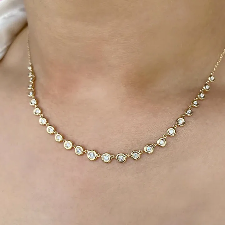 Shy Creation 14K Gold 0.60ctw Diamond Bezel Necklace - SC55025631