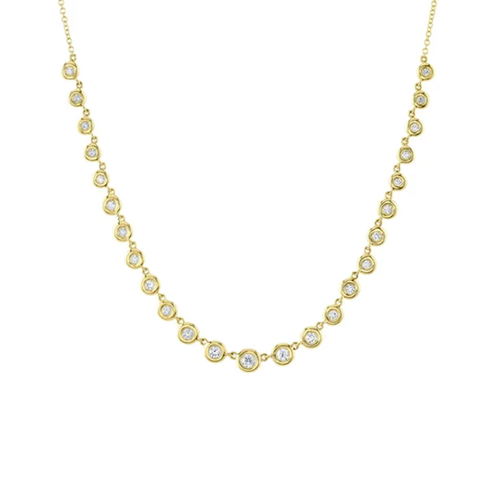 Shy Creation 14K Gold 0.60ctw Diamond Bezel Necklace - SC55025631
