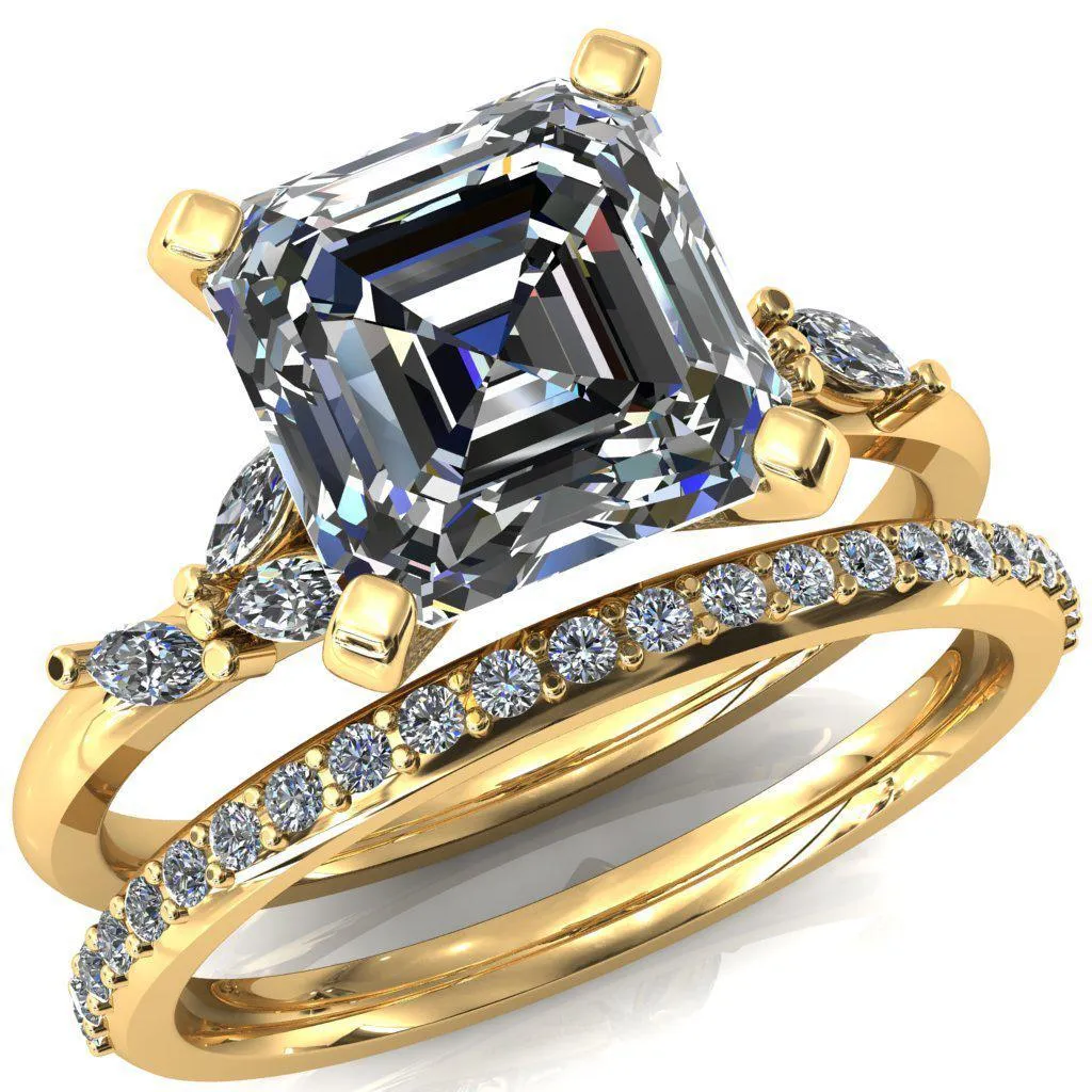Sigrid Asscher Moissanite 4 Prong Marquise Diamond Side Ring