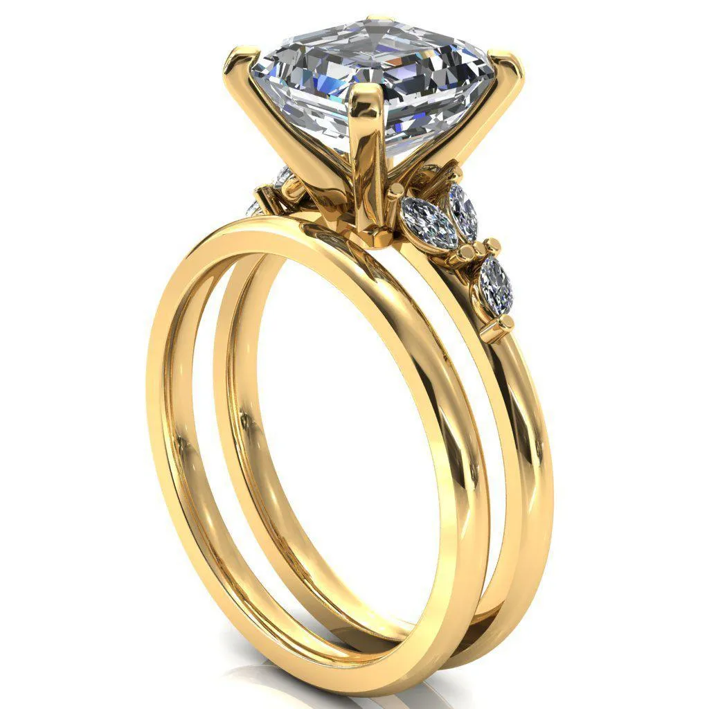 Sigrid Asscher Moissanite 4 Prong Marquise Diamond Side Ring