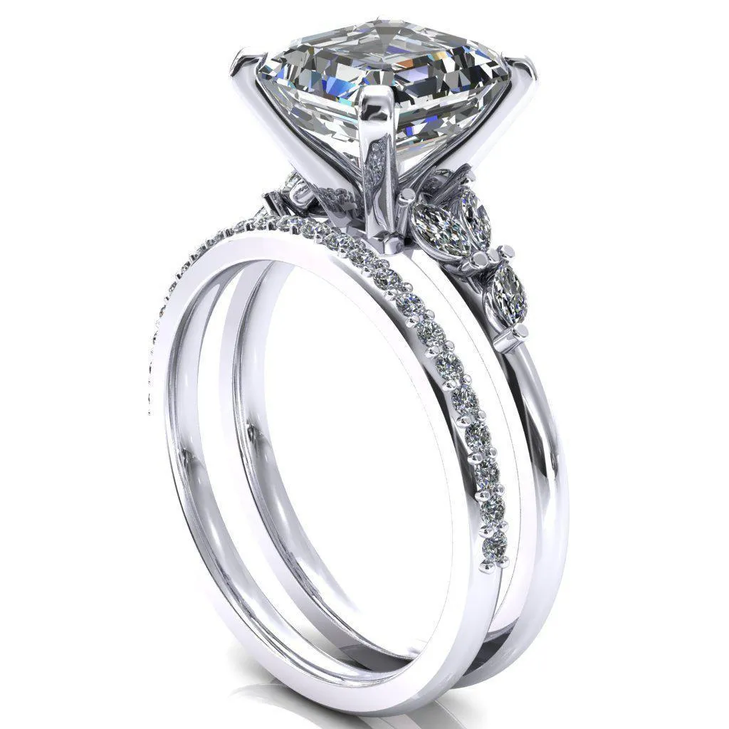 Sigrid Asscher Moissanite 4 Prong Marquise Diamond Side Ring
