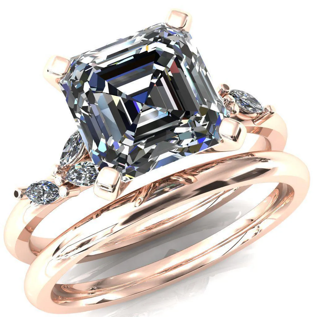 Sigrid Asscher Moissanite 4 Prong Marquise Diamond Side Ring