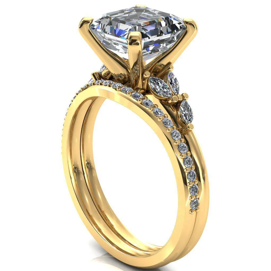 Sigrid Asscher Moissanite 4 Prong Marquise Diamond Side Ring