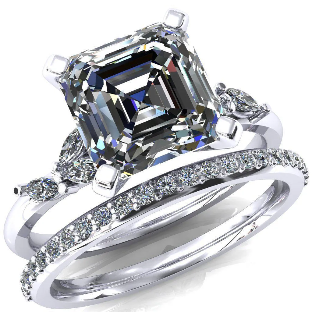 Sigrid Asscher Moissanite 4 Prong Marquise Diamond Side Ring