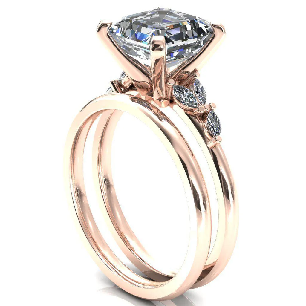 Sigrid Asscher Moissanite 4 Prong Marquise Diamond Side Ring