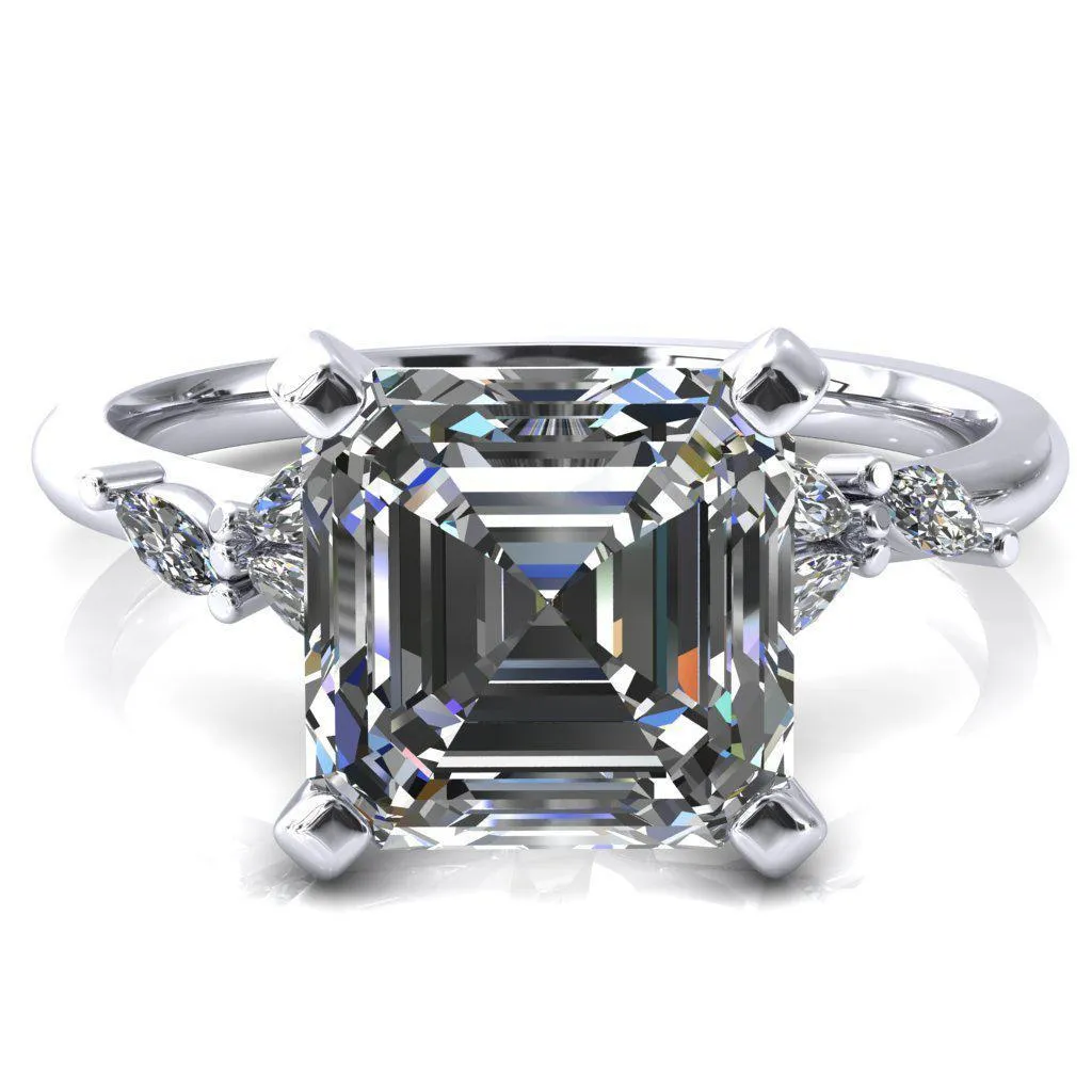Sigrid Asscher Moissanite 4 Prong Marquise Diamond Side Ring