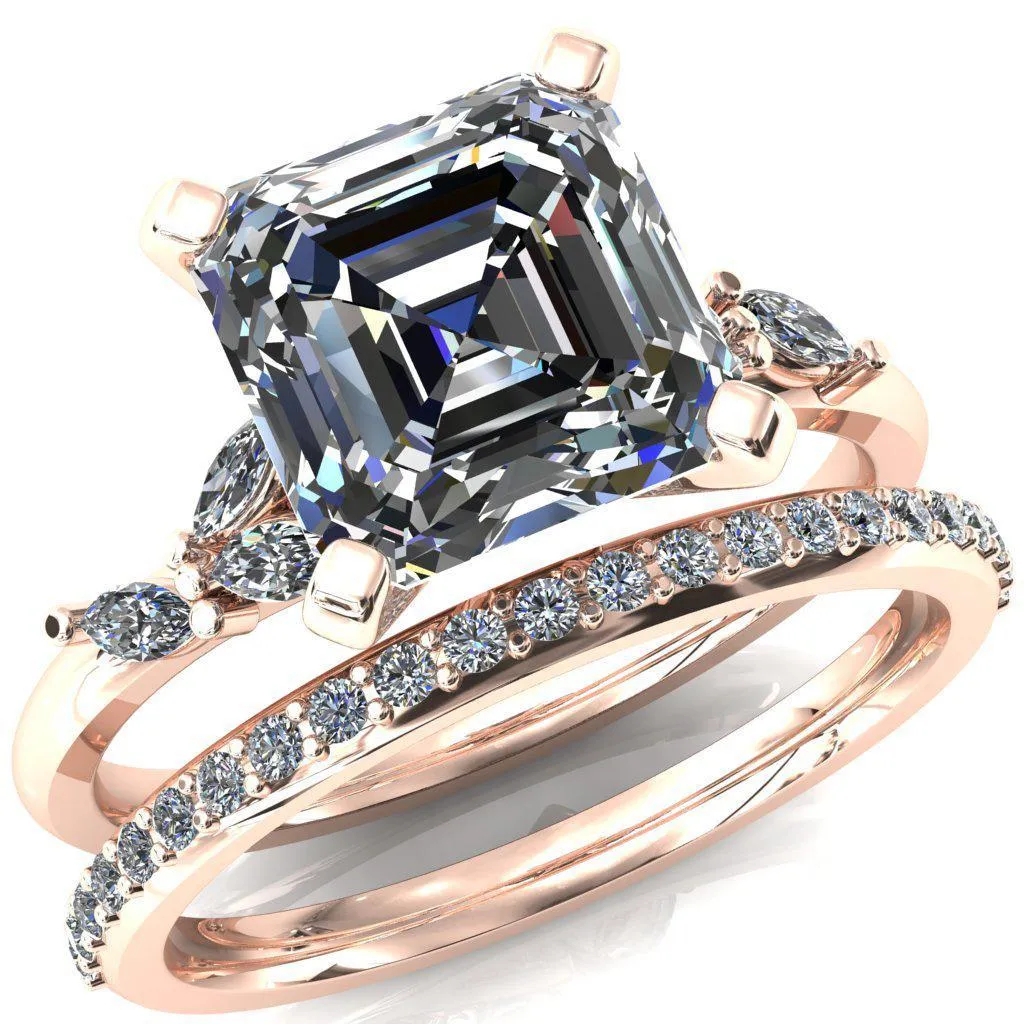 Sigrid Asscher Moissanite 4 Prong Marquise Diamond Side Ring