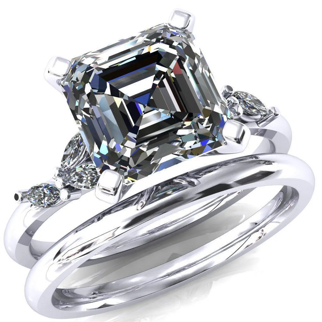Sigrid Asscher Moissanite 4 Prong Marquise Diamond Side Ring