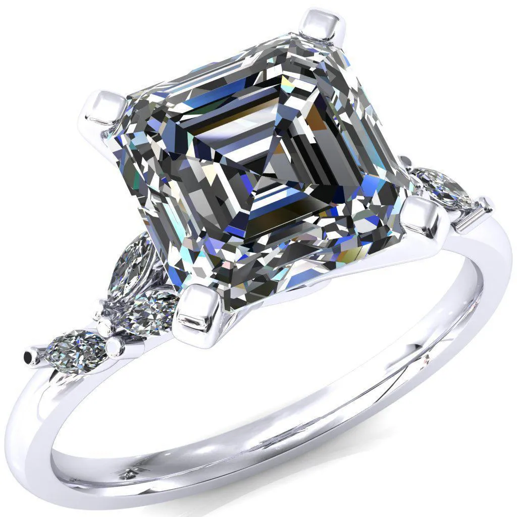 Sigrid Asscher Moissanite 4 Prong Marquise Diamond Side Ring