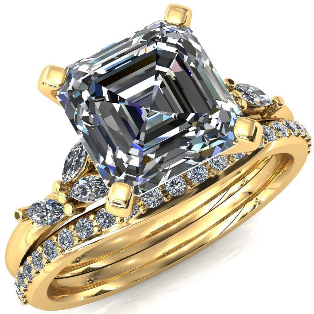 Sigrid Asscher Moissanite 4 Prong Marquise Diamond Side Ring