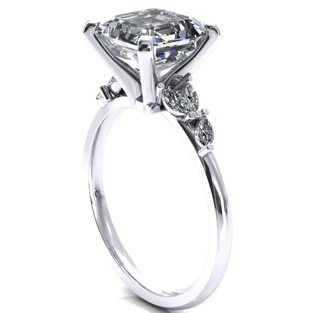 Sigrid Asscher Moissanite 4 Prong Marquise Diamond Side Ring