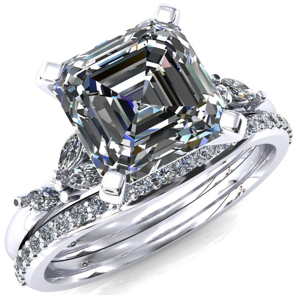 Sigrid Asscher Moissanite 4 Prong Marquise Diamond Side Ring