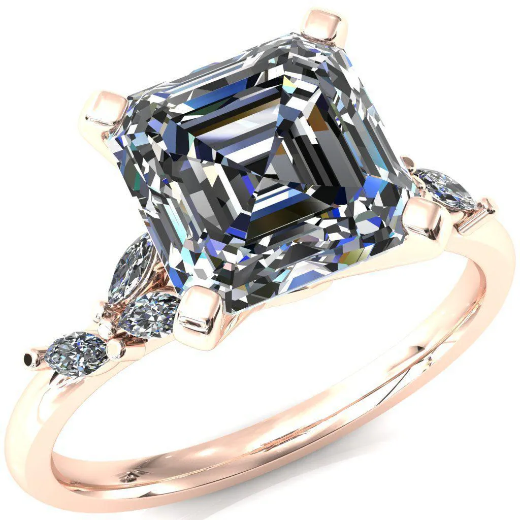 Sigrid Asscher Moissanite 4 Prong Marquise Diamond Side Ring