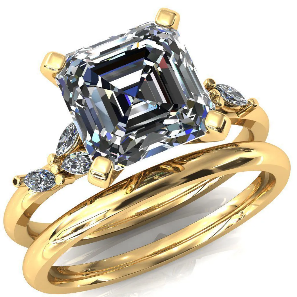 Sigrid Asscher Moissanite 4 Prong Marquise Diamond Side Ring