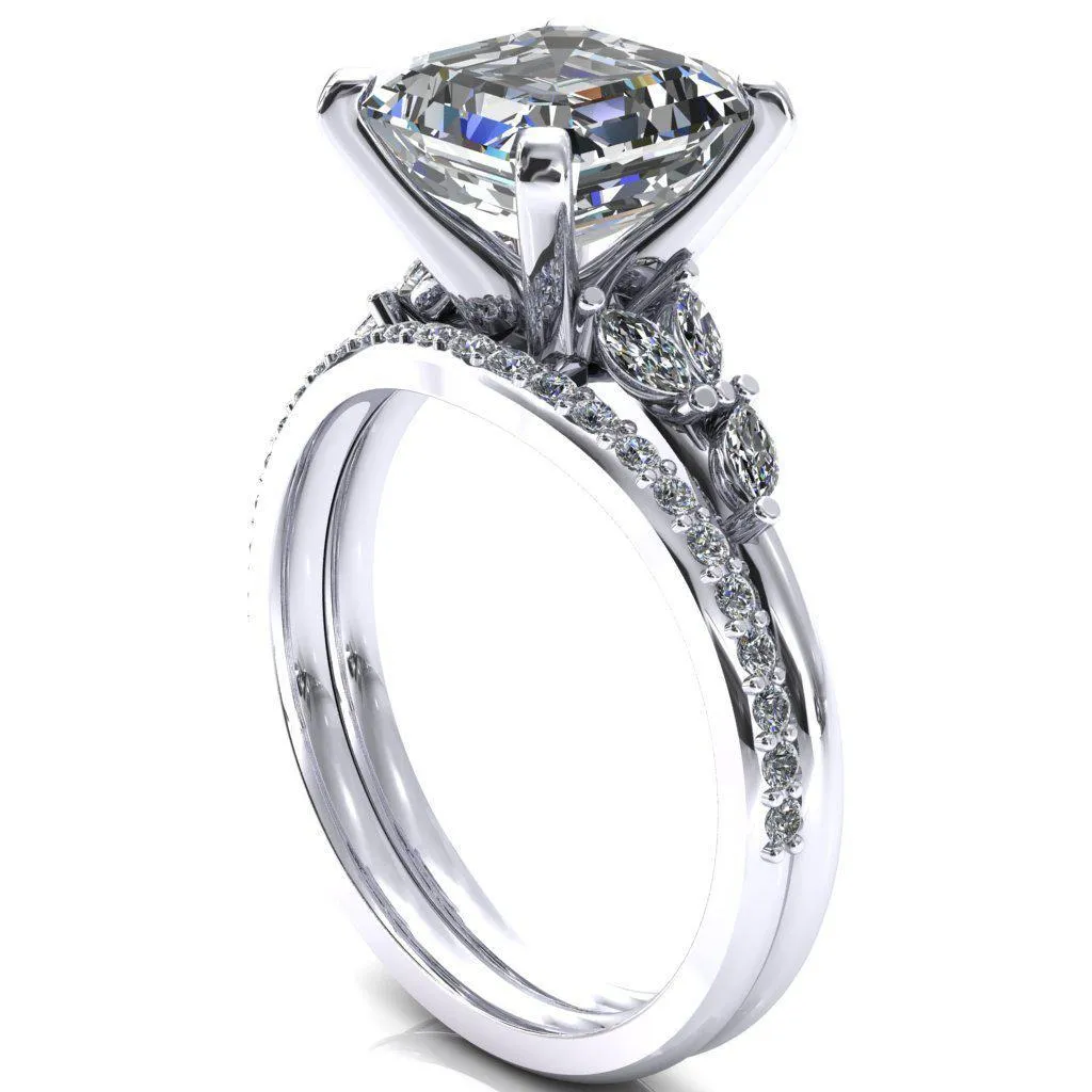 Sigrid Asscher Moissanite 4 Prong Marquise Diamond Side Ring