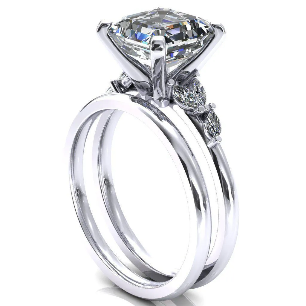 Sigrid Asscher Moissanite 4 Prong Marquise Diamond Side Ring