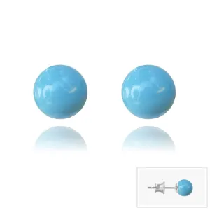 Silver and Pearl Turquoise Stud Earrings with Crystal