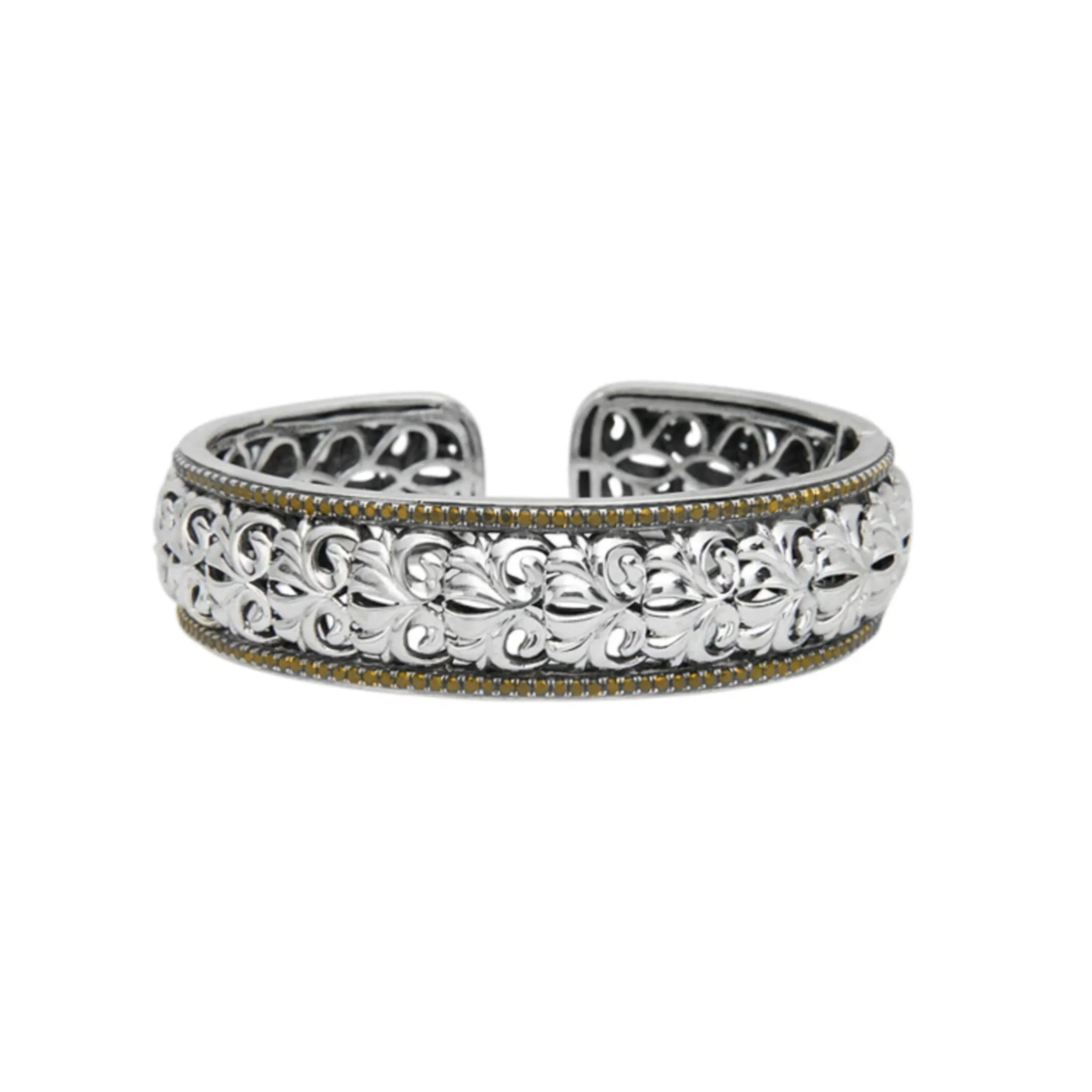 Silver Ivy Fleur De Lis Cuff