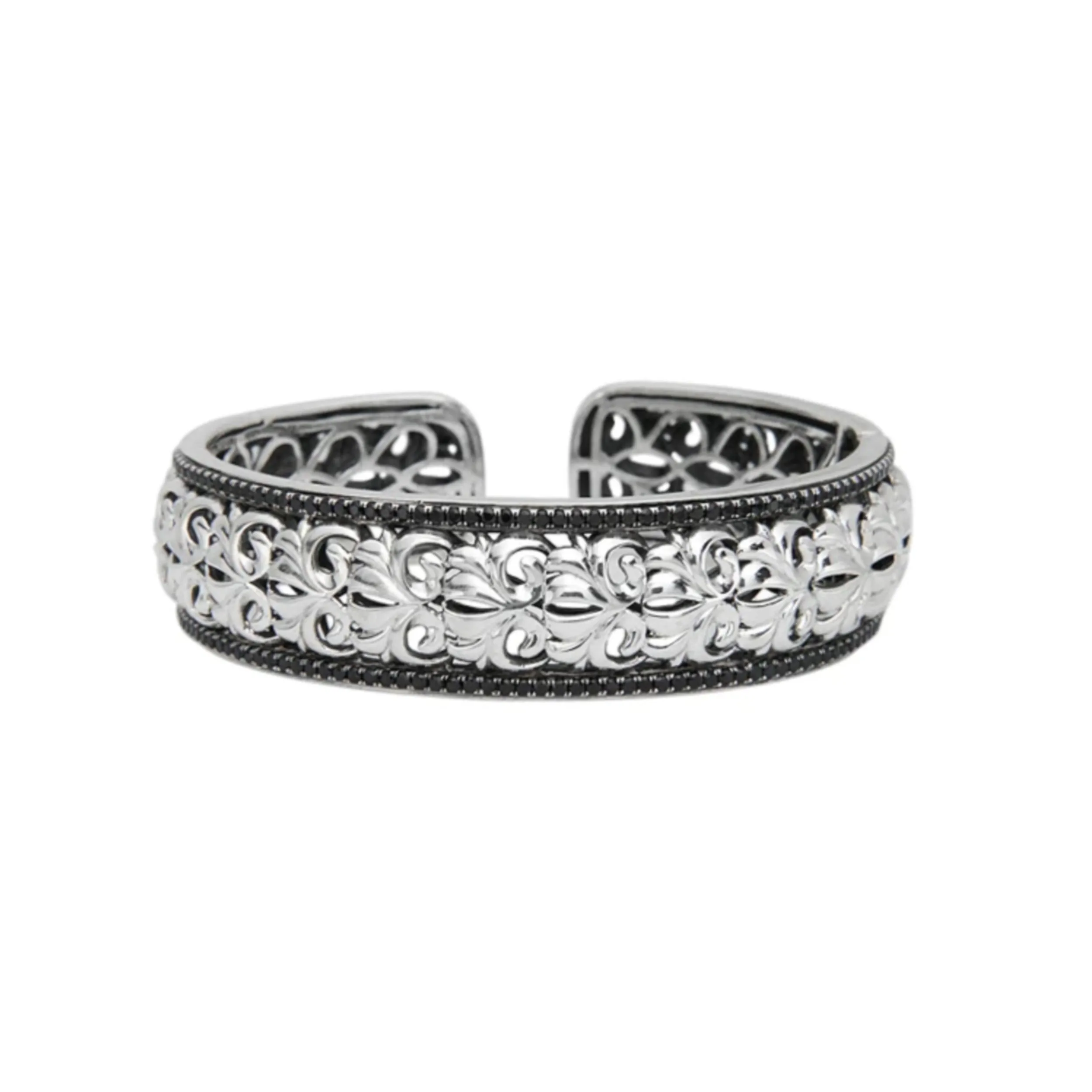 Silver Ivy Fleur De Lis Cuff