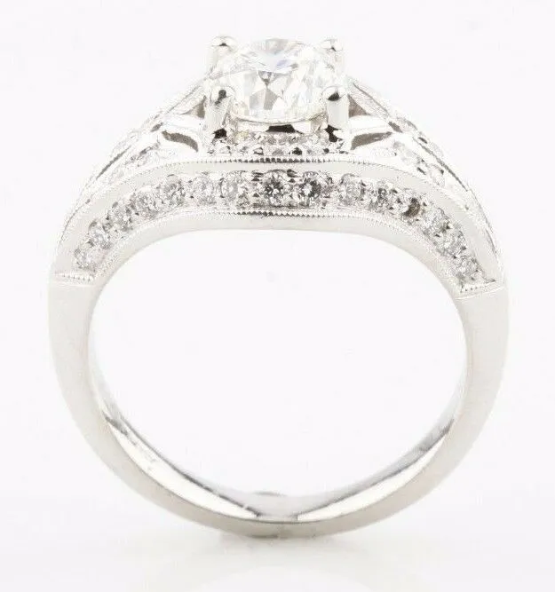 Simon G 1.33 carat Round Brilliant Diamond Platinum Engagement Ring Size 5.25
