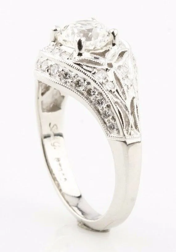Simon G 1.33 carat Round Brilliant Diamond Platinum Engagement Ring Size 5.25